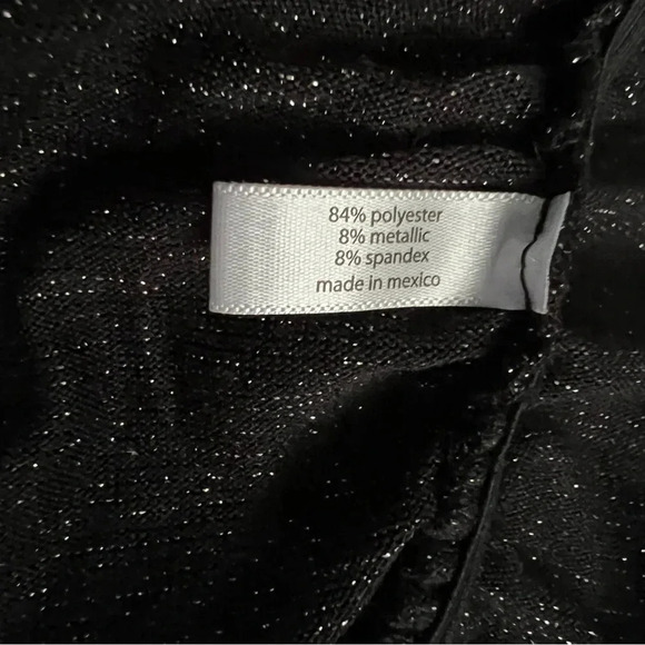 Fashion Bug Ruched Top NEW Black Silver Sparkle Blouse Plus Size 2X Medallion - Picture 9 of 10